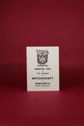 Poster for the Museum of Witchcraft on a red background