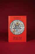 Red guidebook with a central emblem on a red background