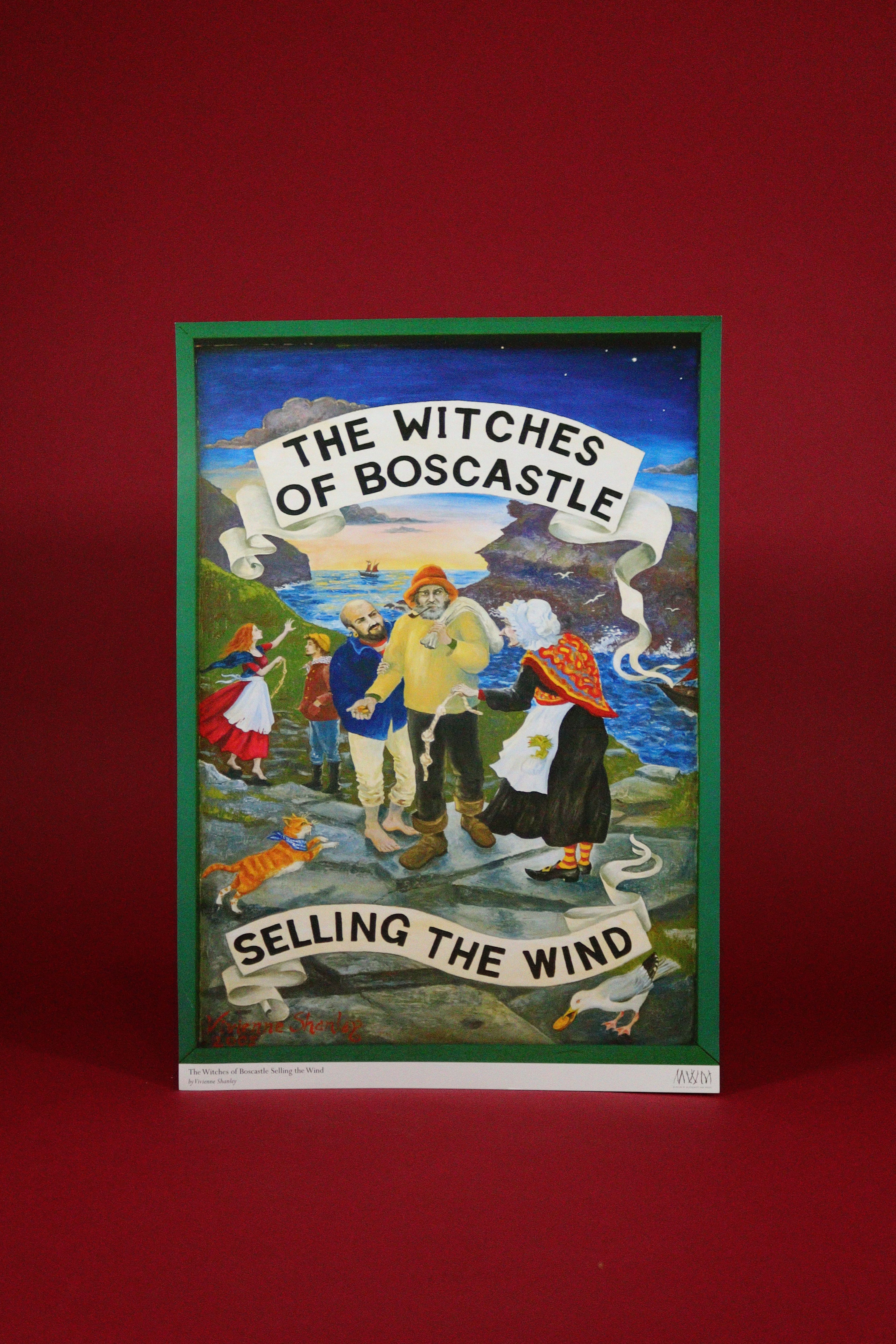 Poster of 'The Witches of Boscastle' with characters and text on a red background