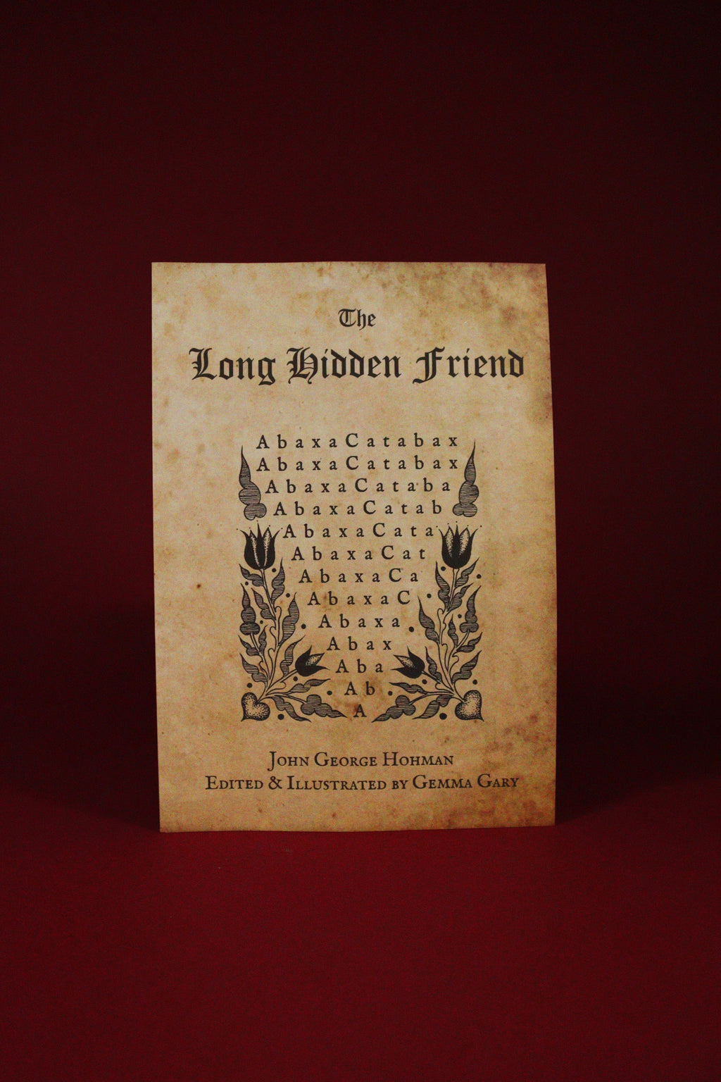 Book cover of 'The Long Hidden Friend' with decorative text and design on a red background