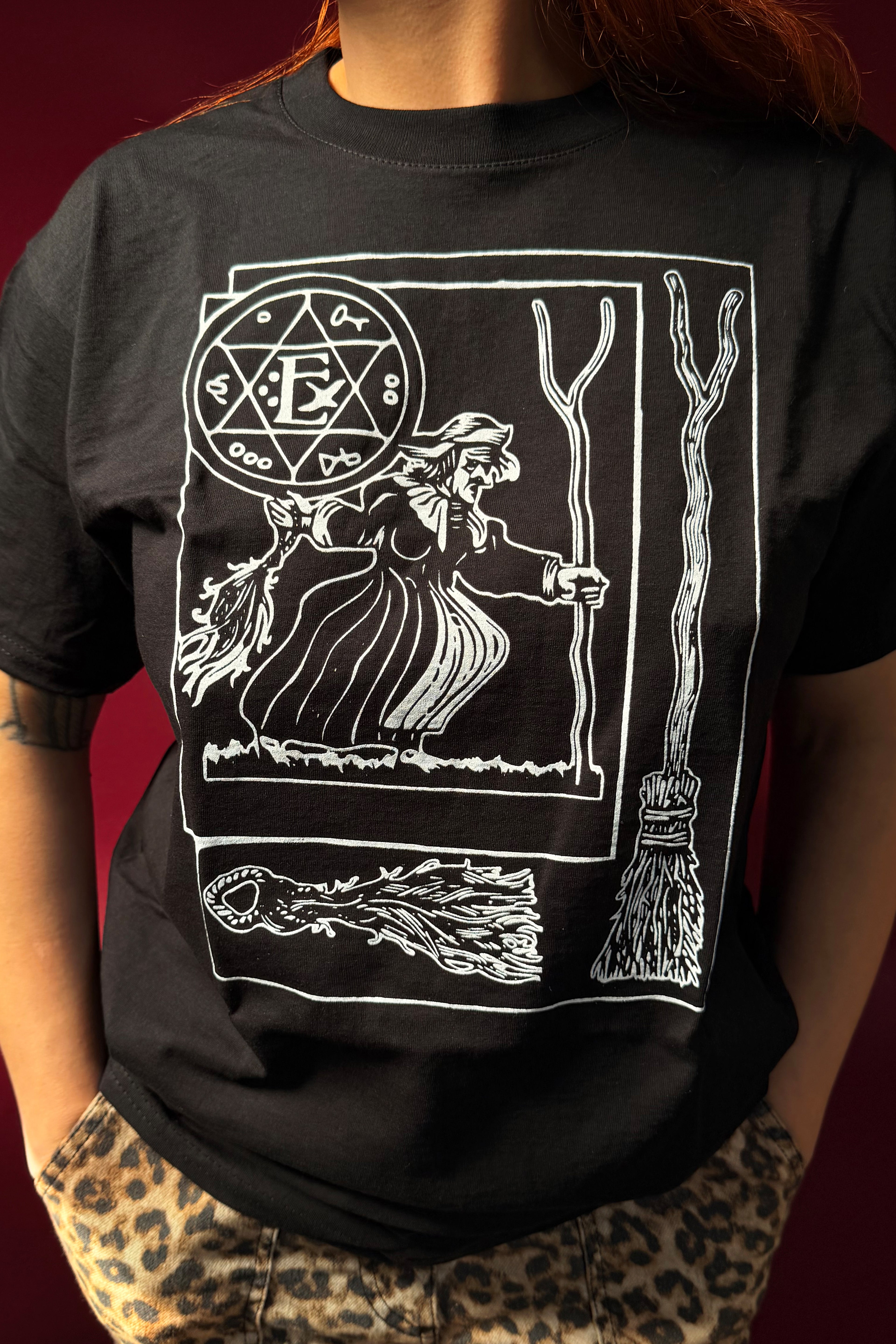 With Witch And Besom Black Tshirt