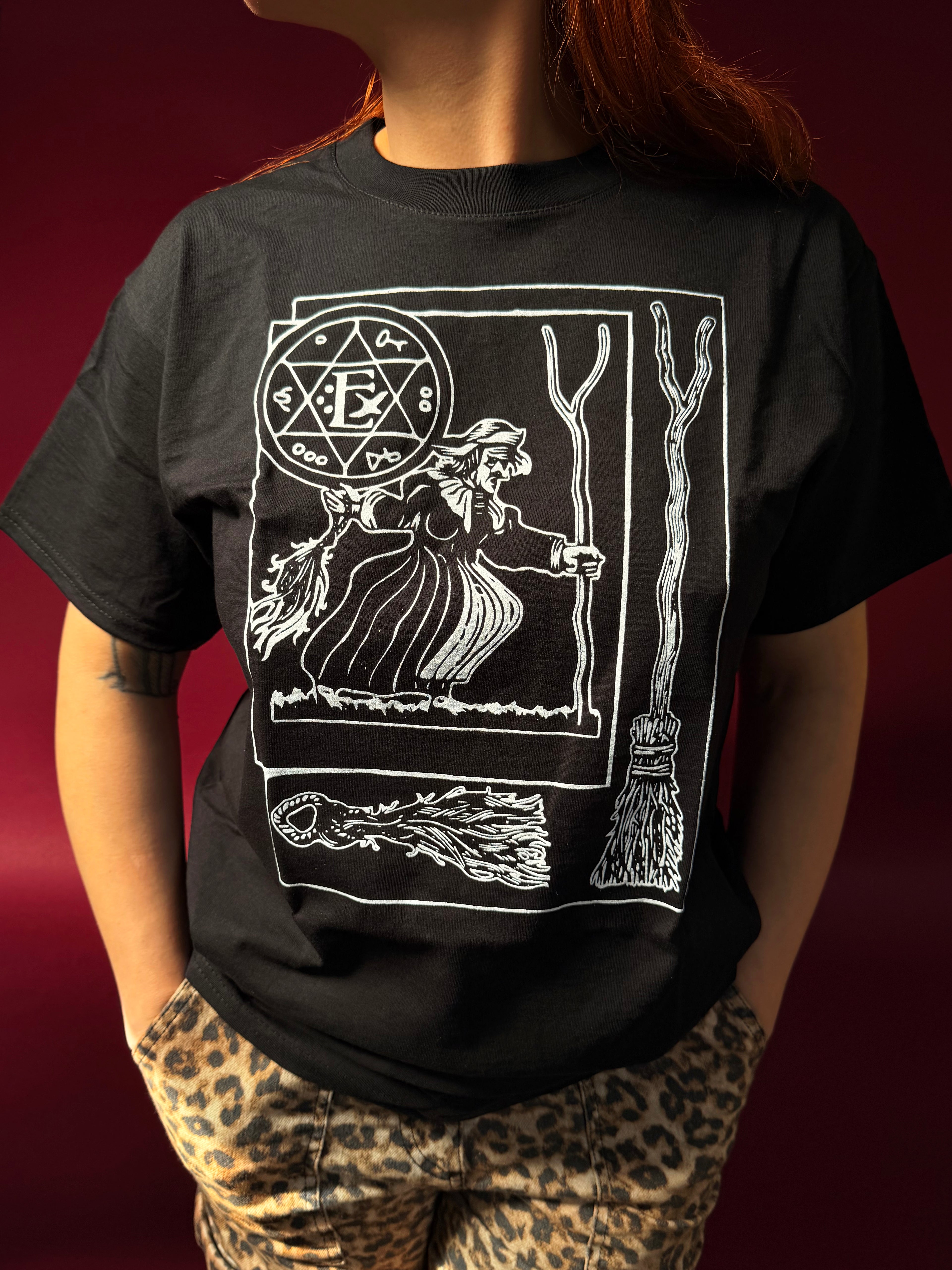 With Witch And Besom Black Tshirt